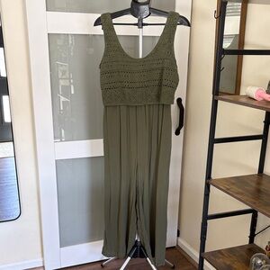 Maurices Olive Crochet-Trim Sweater Top